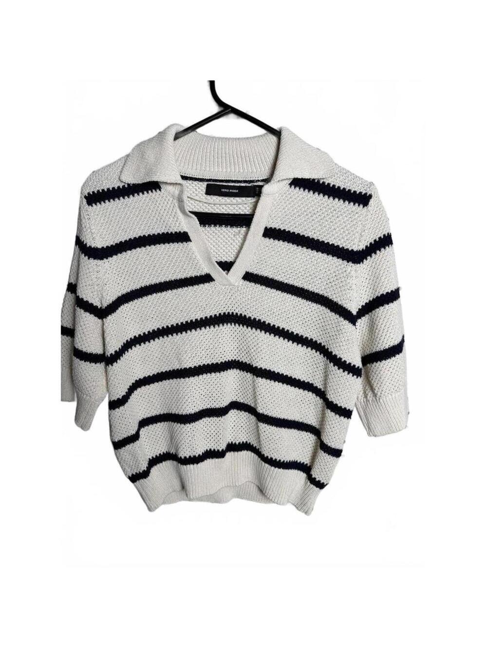Vero Moda Striped Knit Sweater with Collar